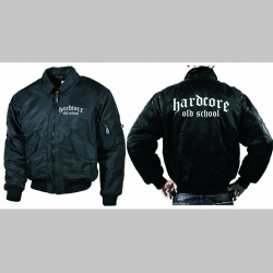 Hardcore Old School čierna zimná letecká bunda BOMBER Winter Jacket s límcom, typ CWU z pevného materiálu s masívnym zipsom na zapínanie 100%nylón, čiastočne vodeodolná